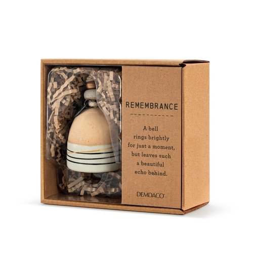Demdaco Remembrance Gold Tone 2.5 inch Stoneware and Wood Mini Inspired Bell