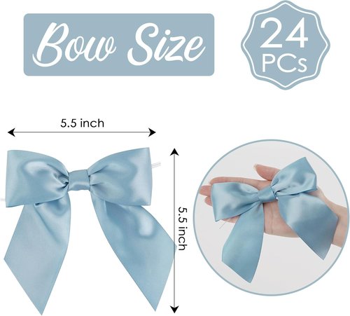 AIMUDI Satin Bows - Dusty Blue 5.5" Premade Ribbon Bows for Gift Wrapping & Decorations | 24 Pack
