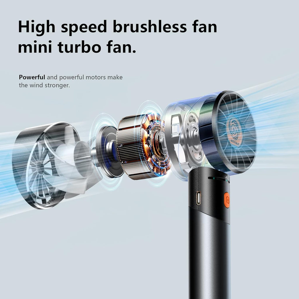 Skiennix Portable Handheld Fan - Powerful 7000RPM Turbo Motor | USB Rechargeable for Travel & Outdoor (Black)