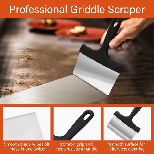 NxeAnnQi 10 Pieces Griddle Cleaning Kit for Blackstone & More - Professional Flat Top Grill Cleaning Kit with Heavy Duty Griddle Scraper, Grill Stones, Scouring Pads & Ergonomic Handles
