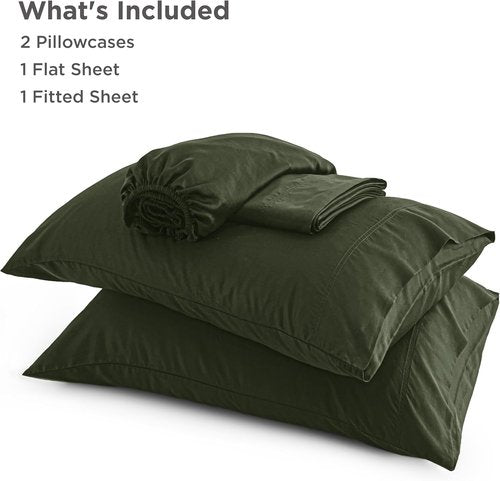 Bedsure King Size Cooling Sheets Set - Breathable Rayon from Bamboo, Soft & Silky, Deep Pocket Olive Green