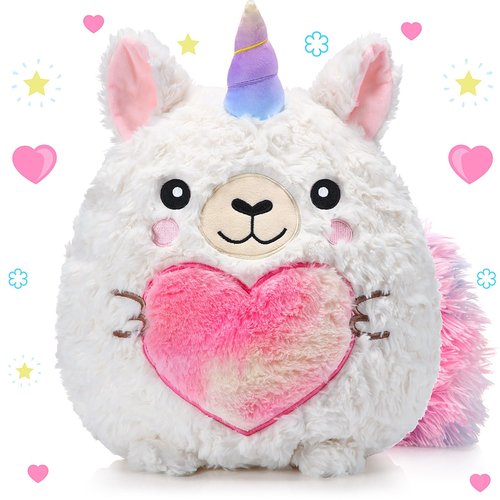 Leyndo Cute Unicorn Plush Pillow 14 Inch Llamacorn Stuffed Animal, Soft Pink Plush Toy Gift for Girls, Birthday Anniversary Easter Gift