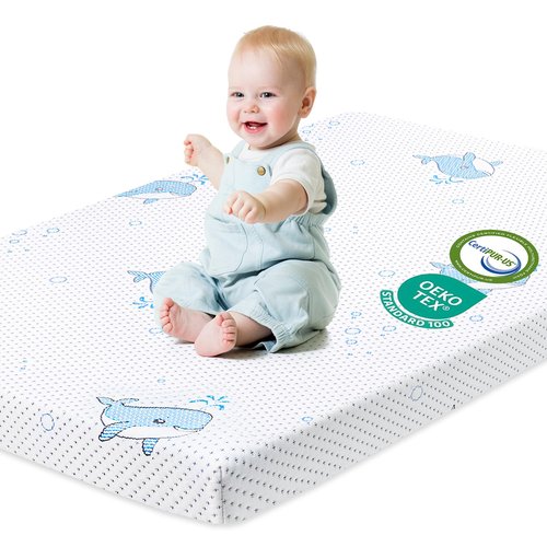 GOODFINDS Pack and Play Mattress, 38"x26" High Density Soft & Firm Memory Foam Pack N Play Mattresses, Baby Mattress for Pack and Play for Pack N Play with Non-Slip Bottom Washable Cover