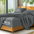 SONORO KATE Bamboo Viscose Bed Sheets - Ultra Soft & Cooling, Extra Deep Pocket (Dark Grey, Queen)