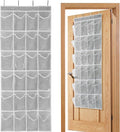 GOMAJI Over The Door Shoe Organizer - 24 Pocket Space-Saving Storage Holder, Gray (64" X 19")