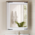 YATINEY Bathroom Medicine Cabinet with Mirror, Bathroom Mirror with Storage, Wall Storage Cabinet, with Single Mirror Door and 2 Shelves, for Laundry Room, Kitchen, Living Room, White