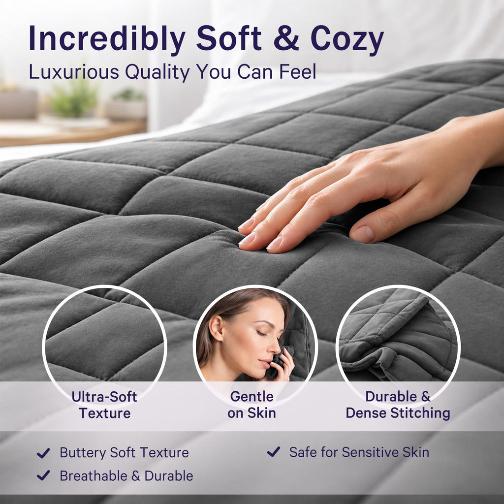 Weighted Blanket for Adults 20lbs, 48"x72", Twin Full Size Cooling Heavy Throw Blanket for 180-220lbs, Microfiber Soft Thick Big Blankets Weighted Comforter Breathable Gift for Sleeping, Grey