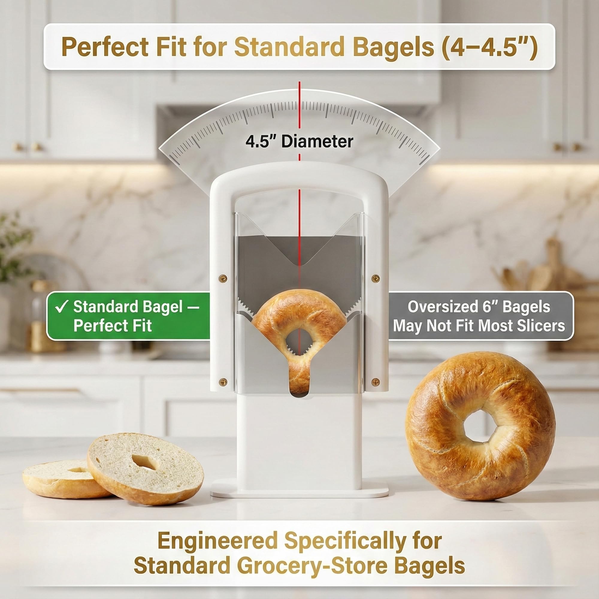 Adaptive Bagel Slicer for Seniors & Limited Mobility – Easy Grip Safety Cutter for Steady Hands – One-Handed Kitchen Aid for Tremors & Weak Grip