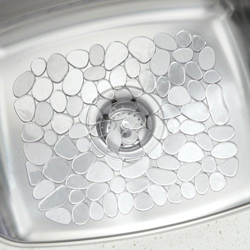 iDesign Pebblz Sink Protector - Kitchen Sink Mat for Bottom of Sink - Set of 2 - Clear
