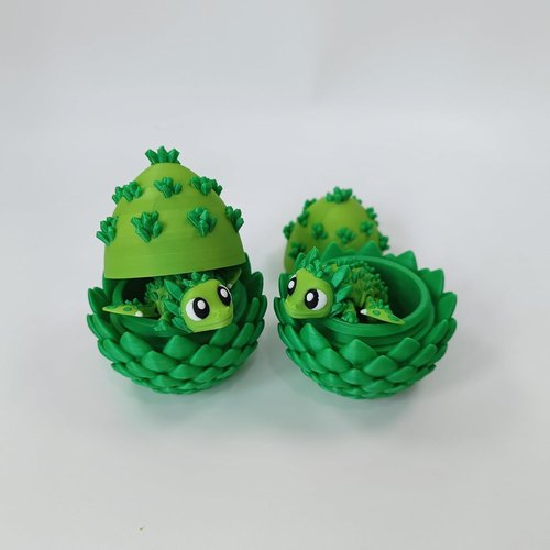 Enchanted 3D Egg - Handcrafted Collectible with Miniature Green Crystal Dragon & Egg | Fantasy Decor Gift
