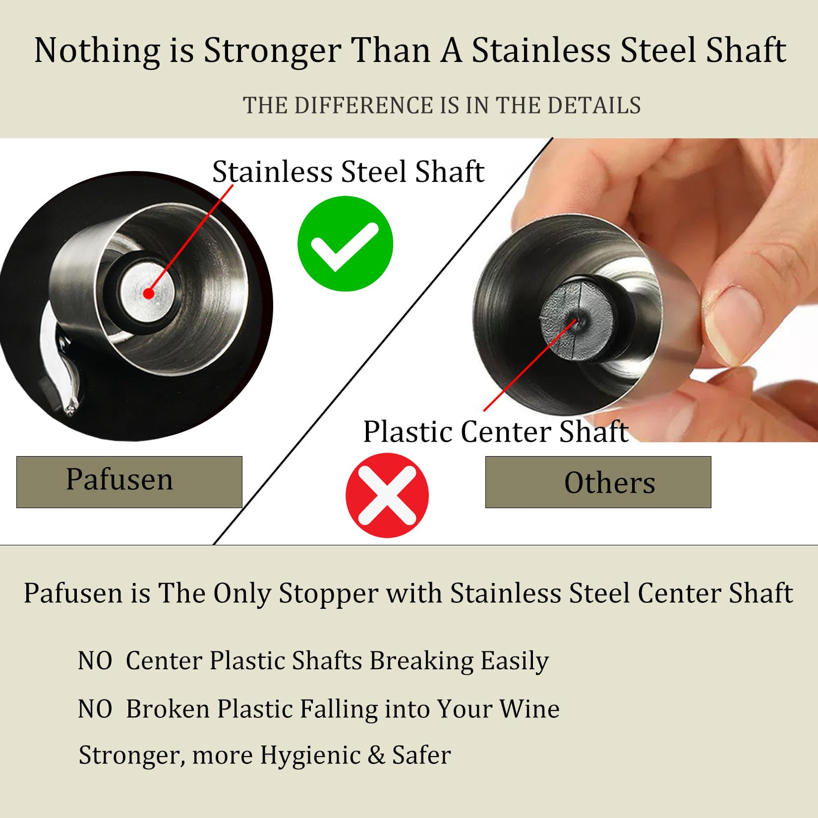 Pafusen Wine Stoppers Set of 4, Stainless Steel Wine Bottle Stopper with Silicone Seal, Reusable Wine Freshness Keep, Wine Saver Wine Bottle Sealer Stopper, Wine Accessories Gift (4 Pack, Silver)