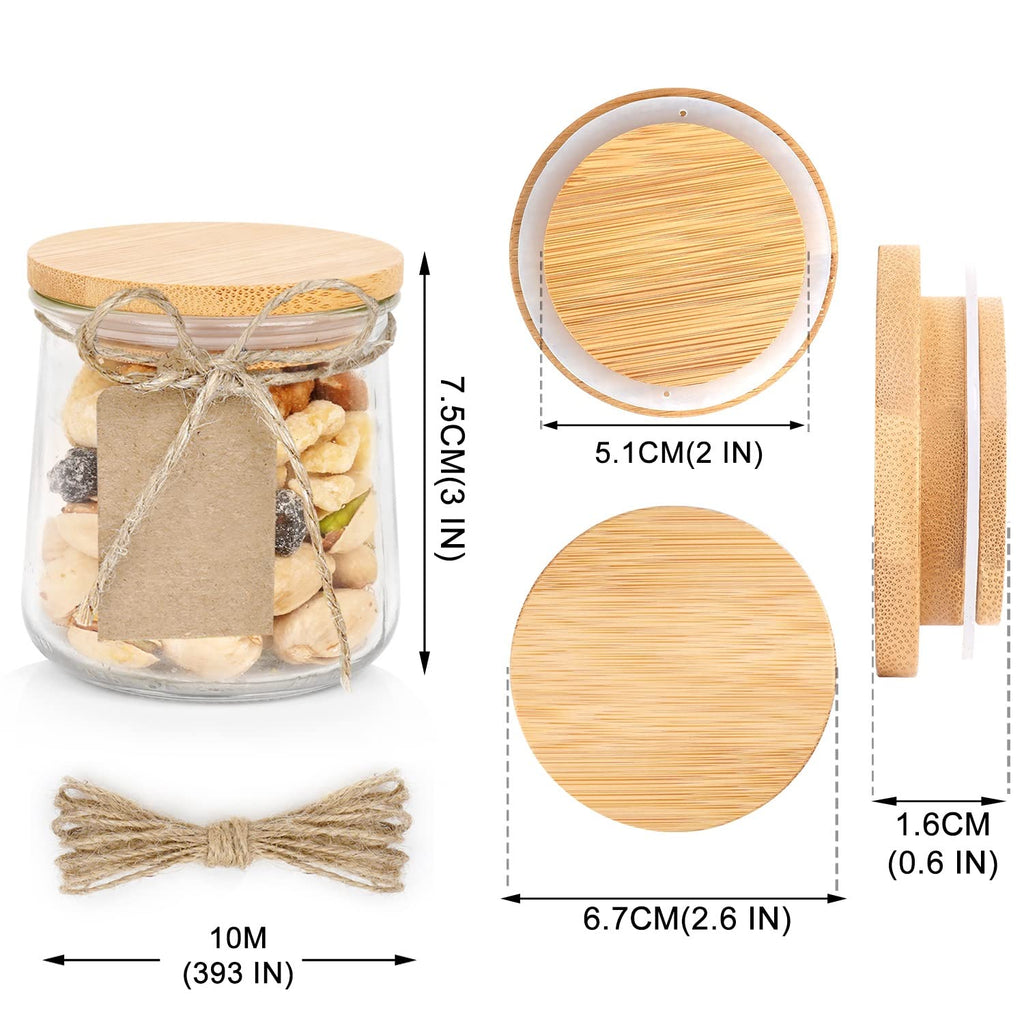 Oui Yogurt Lids Set - Bamboo & Wooden, Silicone Sealed, 12 Pack with Glass Storage Lids