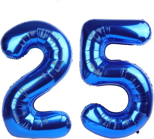 Happy 25th Birthday Decorations | Skiennix 40-Inch Dark Blue Foil Number Balloons for Women