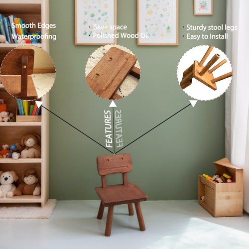 DoFanXinYe Wooden Toddler Chairs for Table Kids Chair 1-3 Years, Desk Chair for Toddlers, Sturdy and Stable Kid Furniture, Natural Wood, Safe & Durable, Perfect for Home/Playroom/Classroom（Walnut）