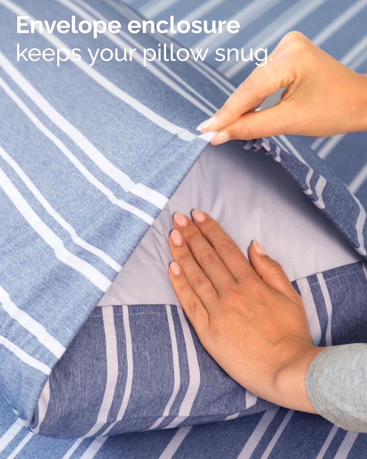 Skiennix Twin Size Sheet Set - Comfy Cooling Bed Sheets with Deep Pockets - Luxury Blue Stripes