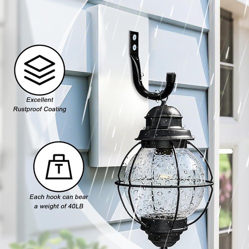 KURUI Heavy Duty Metal Wall Hooks - 6-Pack Garage Storage & Organization Hooks | Black J Hooks for Tools & Bags