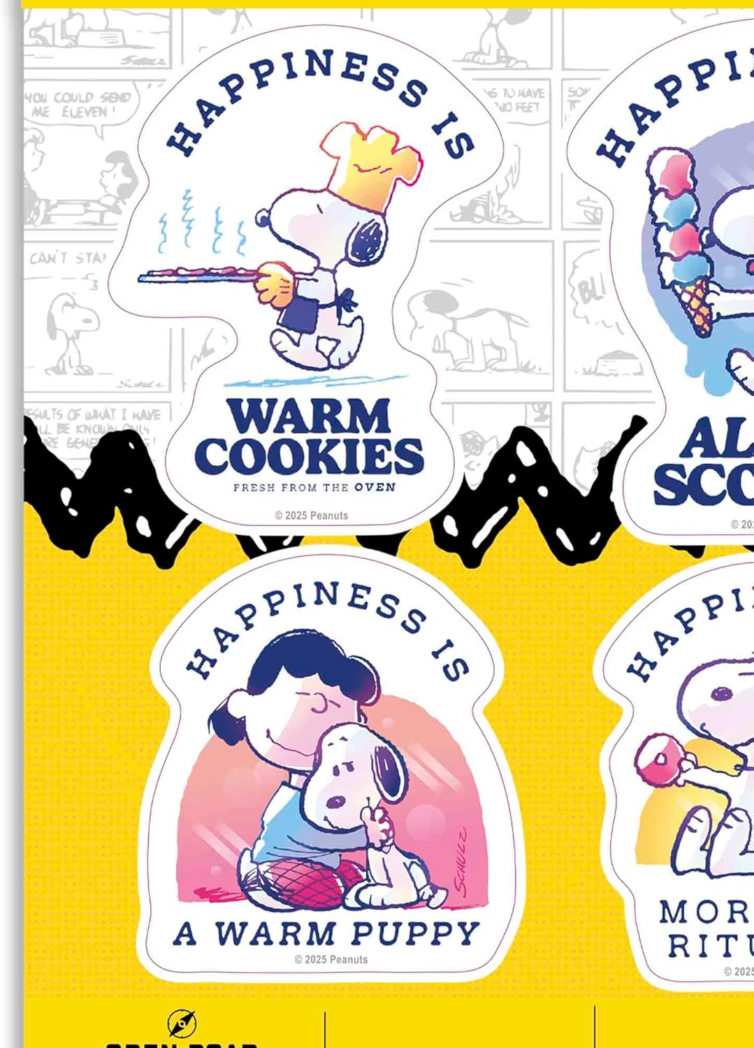 Peanuts Happiness Adhesive Vinyl Decals - Heartwarming Snoopy & Friends Sticker Set, 1 Pack (4 Count)