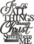 KOYILTD Metal Wall Decor - "I Can Do All Things Through Christ" Christian Scripture Art | Large Black Design (14.9x11.2 in)