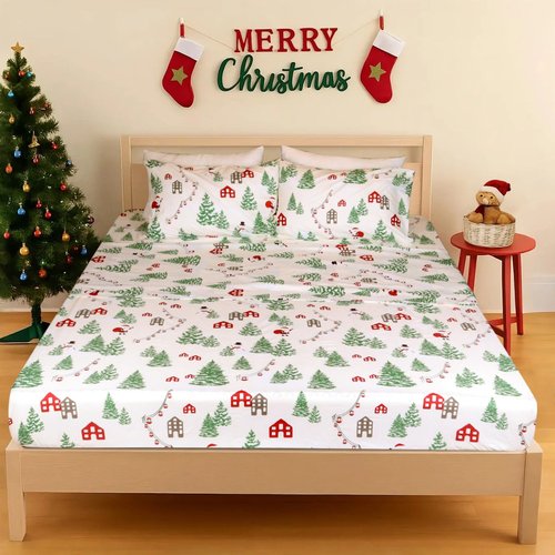 Gogreen Sheet Set 4PC Deep Pocket Queen Size Bedding Set, Breathable & Ultar Soft, Hotel Style Decor, Gifts for Kids, Women, Men - Tree House
