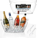 2-Pack Clear Acrylic Ice Buckets for Parties (5.5L Each) – Large Plastic Beverage Tubs with Scoops – Wine Bucket Chiller for Parties, Drink Buckets for Outdoor Events, Mimosa Bar, BBQ
