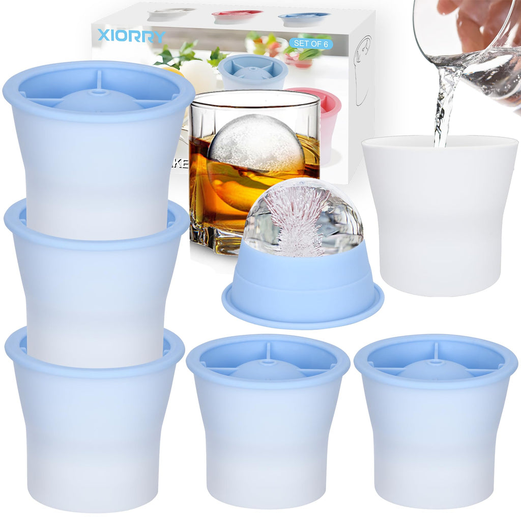 (Upgrade) Ice Molds 6 PCS, Silicone Sphere Ice Mold Maker, Stackable Easy Release Circle Ice Cube Mold with Lids, Spherical Ice Makers with Lids for Whiskey, Cocktails, Bourbon, and Drinks
