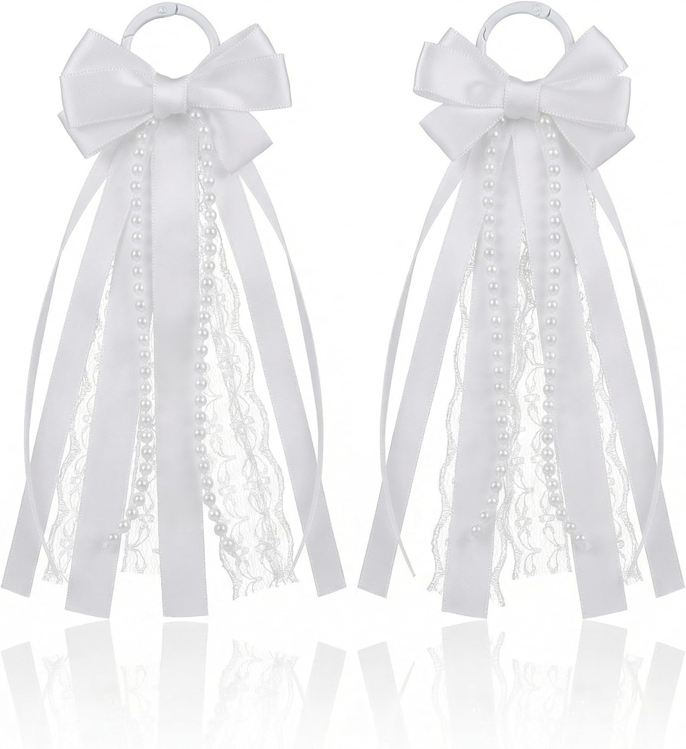 Skiennix White Boot Bows - Satin Ribbon Cowboy Bow Decor for Women | 2 Pcs Holiday Shoe Accessories