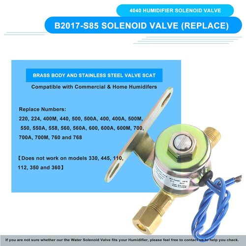 Humidifier Water Solenoid Valve 4040 B2015-S85 B2017-S85 Solenoid Valve Replacement Compatible with April-aire Humidifier 400 500 600 700 220 224 Series | 24 Volts, 2.3 Watts,60 HZ by Fetechmate