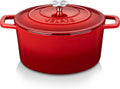 Velaze 6 QT Enameled Cast Iron Dutch Oven - Heavy-Duty Non-Stick Pot with Lid for Baking & Roasting | Red