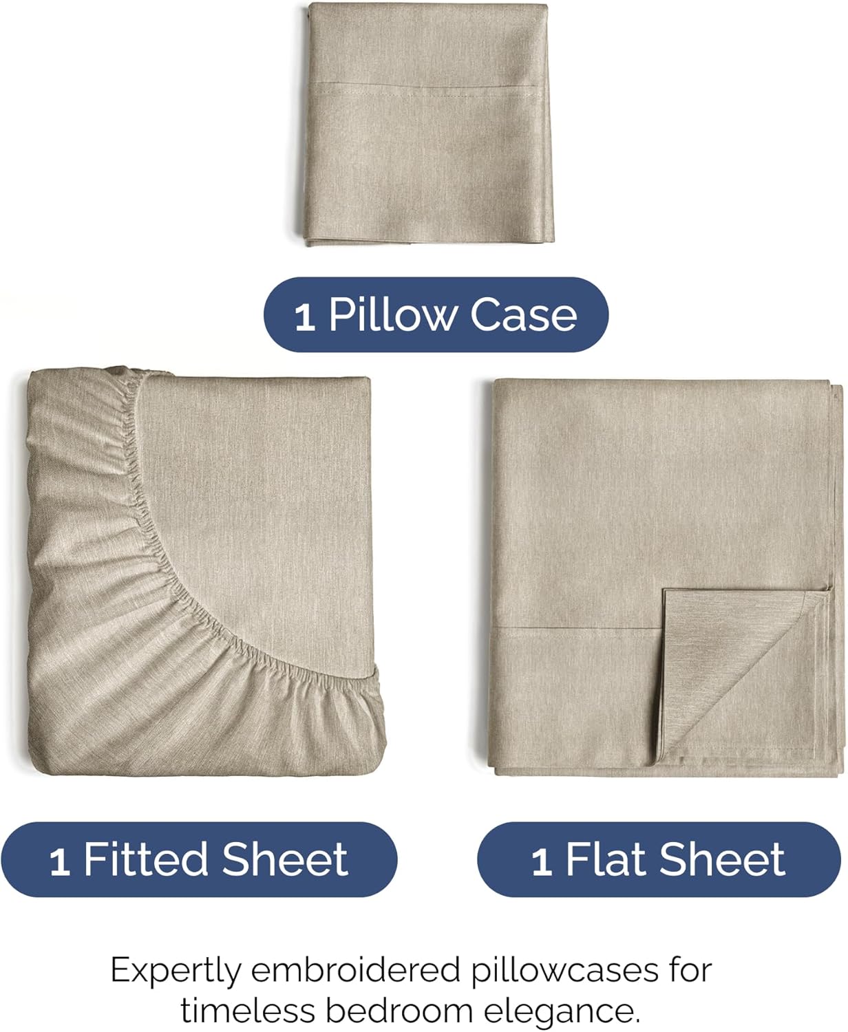 Skiennix Twin Size 3-Piece Sheet Set - Comfy Cooling Bed Sheets - Luxury Hotel Quality - Soft & Wrinkle-Free - Beige
