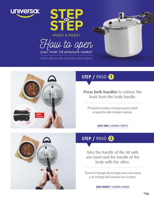 Universal (6.3 Quart / 6 Liter) Pressure Cooker, 7 Servings, Aluminum Pressure Cooker With Multiple Safety Systems and Heat Resistant Handles For Stews, Soup, Meat, and Beans