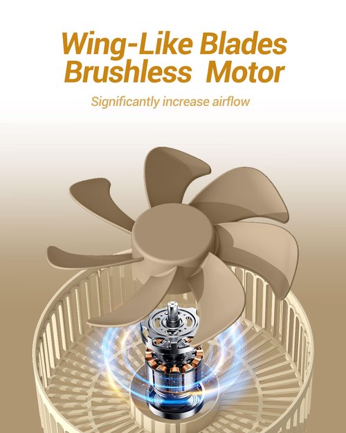 KASYDoFF Portable Fan, 8'' Oscillating Desk Fan, 5400mAh Rechargeable Small Fan for Bedroom, 4 Speeds＆8H Timer Battery Powered Travel Fans for Outdoor, Khaki