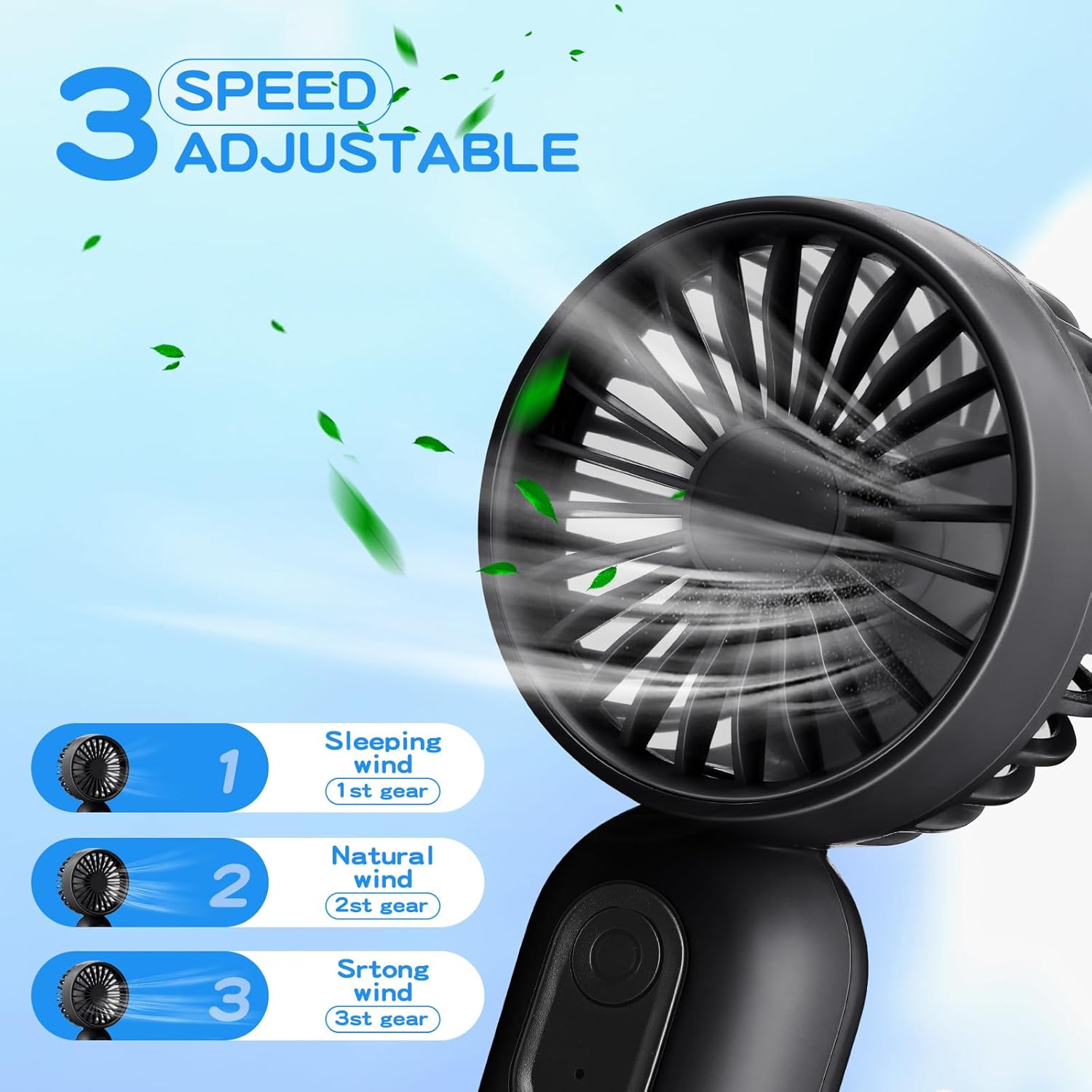 Skiennix Mini Portable Fan - Lightweight Handheld USB Rechargeable - 3 Speed for Makeup & Travel | Black & White, 6 Pack