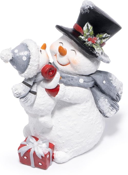 Hodao Christmas Snowman Figurine - Joyful Decor with Red Scarf for Cozy Home | Grey Tabletop Accent