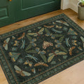 Hazo Haus Entryway Rug - Dark Green 2x3 Washable Non-Slip Throw Rug for Kitchen & Bathroom
