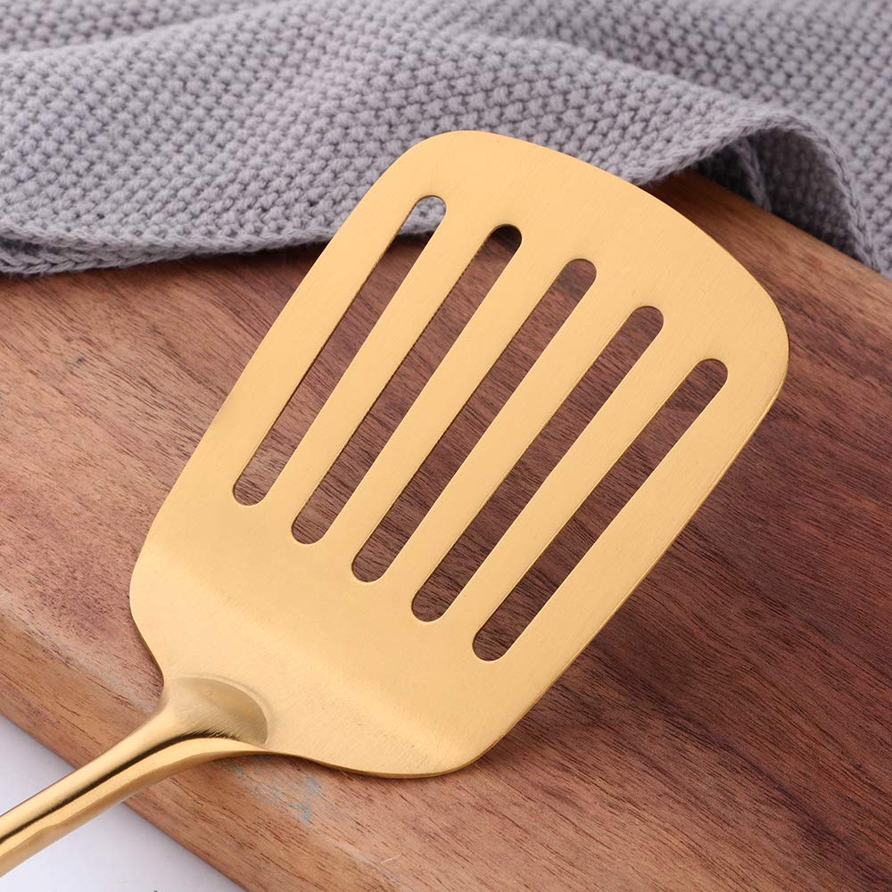 Buy THINGS Slotted Spatula,15.16inch Long Handle Gold -18/8(304) Stainless Steel Turner Spatula by BUY THINGS!