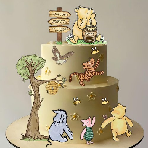Winnie Cake Toppers for Baby Shower Decorations Classic Winnie Cake Cupcake Decorations for Birthday Party Decorations