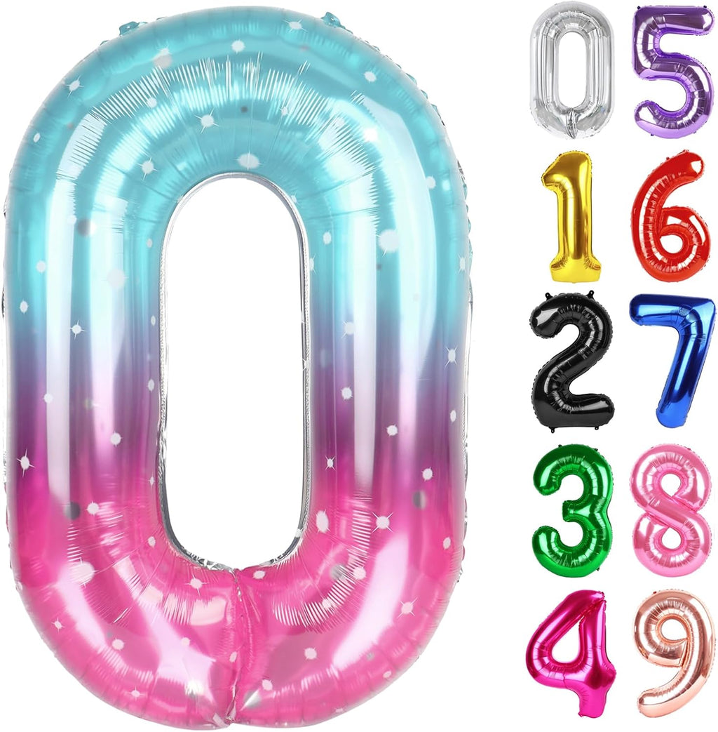 Starry Sky 40-Inch Number 0 Balloon - Perfect for 10th to 60th Birthday Celebrations | Party Decorations