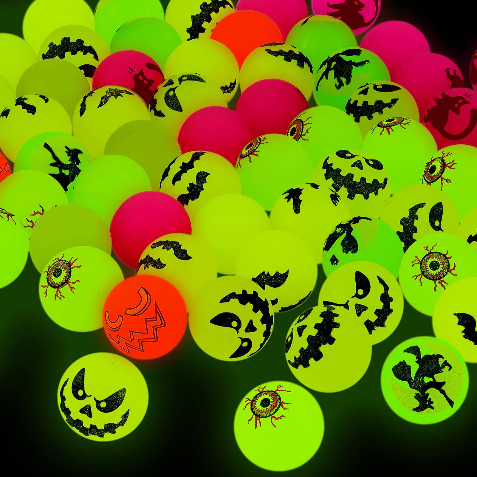 Deekin 500 Pcs Halloween Bouncing Ball, Glow in the Dark Bouncy Party Favors Supplies, Small Bouncy Balls, Rubber Halloween Balls for Boys and Girls Birthday Party Gifts Game Prizes, 0.98 Inch