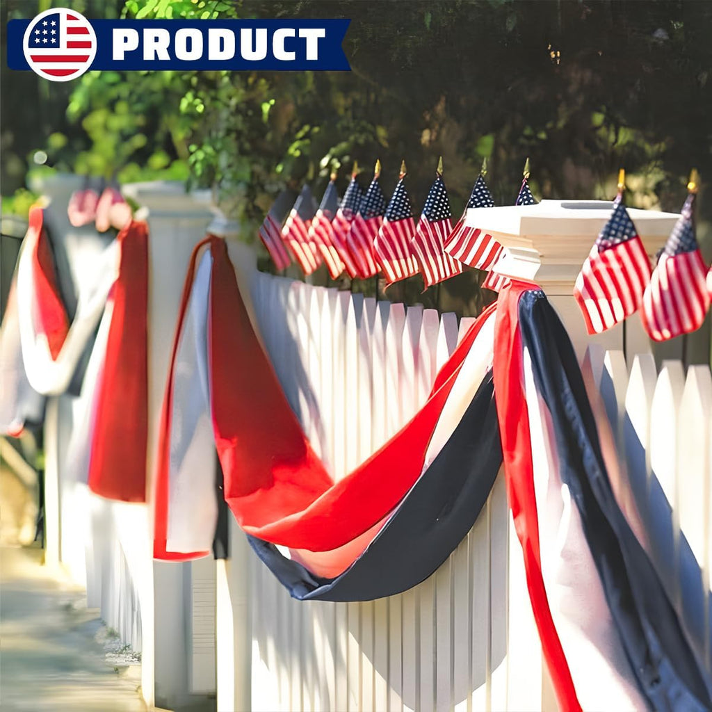 Patriotic US Flag Bunting by [Brand Name] - 2x20 Ft Red, White & Blue Stripe Banner for 4th of July & Veterans Day