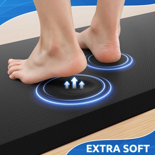 KitchenClouds 2PCS Kitchen Rugs Cushioned Anti-Fatigue Non-Slip Water Resistant Kitchen Mat Comfort Foam Standing Mat for Floor Office Sink Laundry (Black)