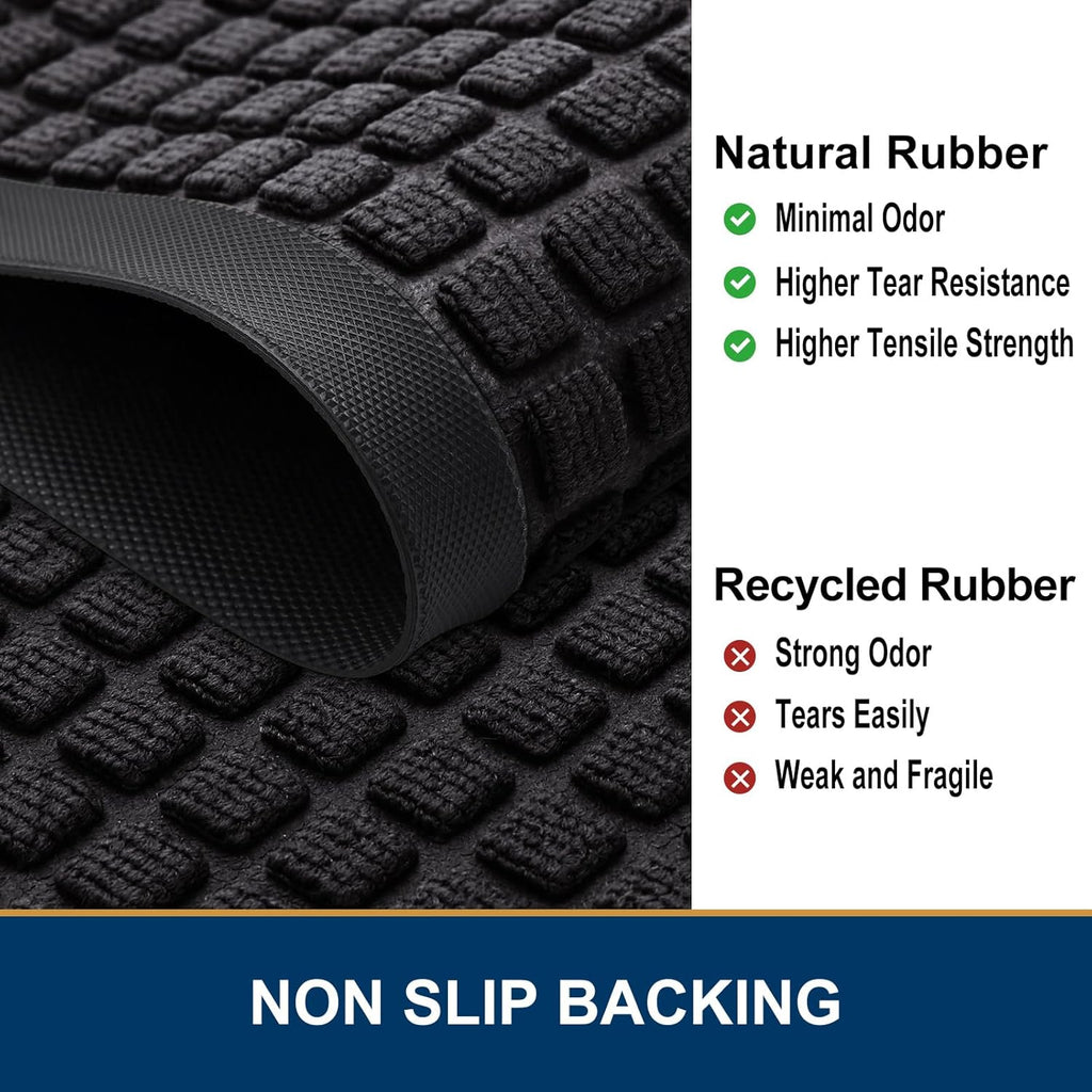 Smiry Heavy Duty Rubber Doormat - Non-Slip, Easy Clean, Dirt Trapping | 35x23 Inch, Black