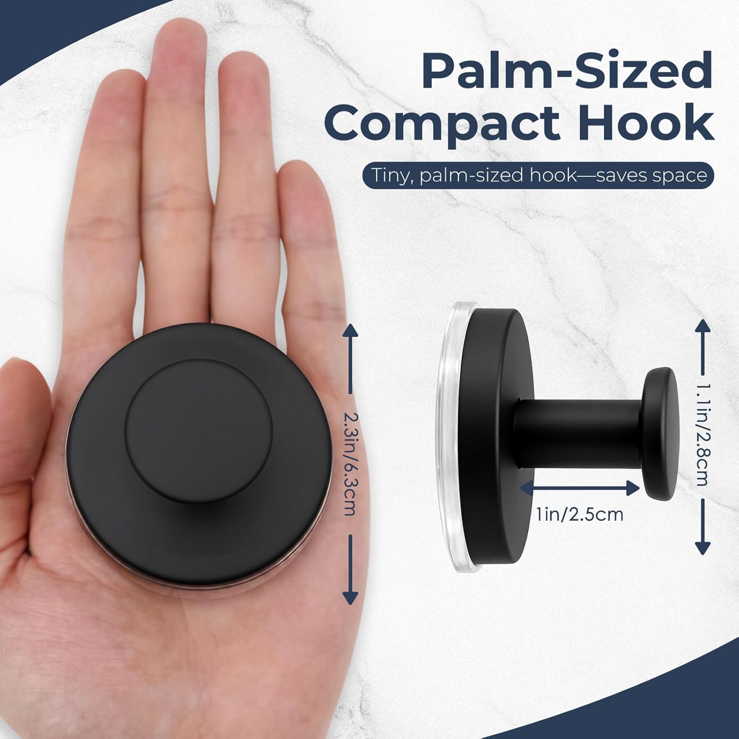 Skiennix Large Suction Cup Hooks - Reusable No-Drill Bathroom Towel Hooks | 4-Pack Matte Black