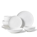 HOMBENE DINNERWARE NOT ONLY FOR DINNER 16 Piece Dinnerware Sets with Dishes, Bowls and Plates, Porcelain Dinner Set for 4, White, Glossy, Round, All Occasions