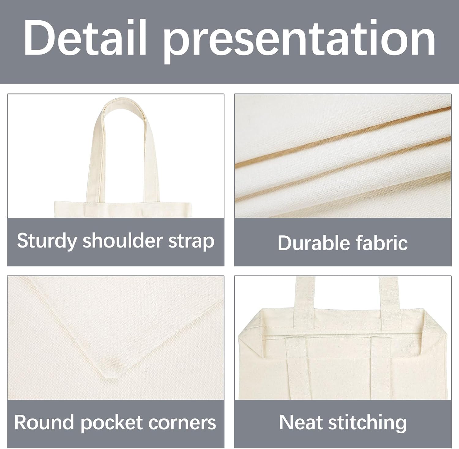 OKBA Mini Tote Bags - 10 Pack Reusable Blank Canvas Bags for Kids | 10.2 x 12.6 Inches