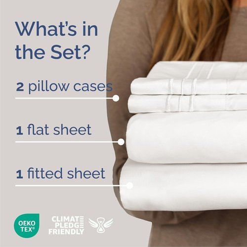 Cal King Size Sheet Set by [Brand Name] - Comfy, Breathable & Cooling - Luxury Hotel Bedding in Antique White