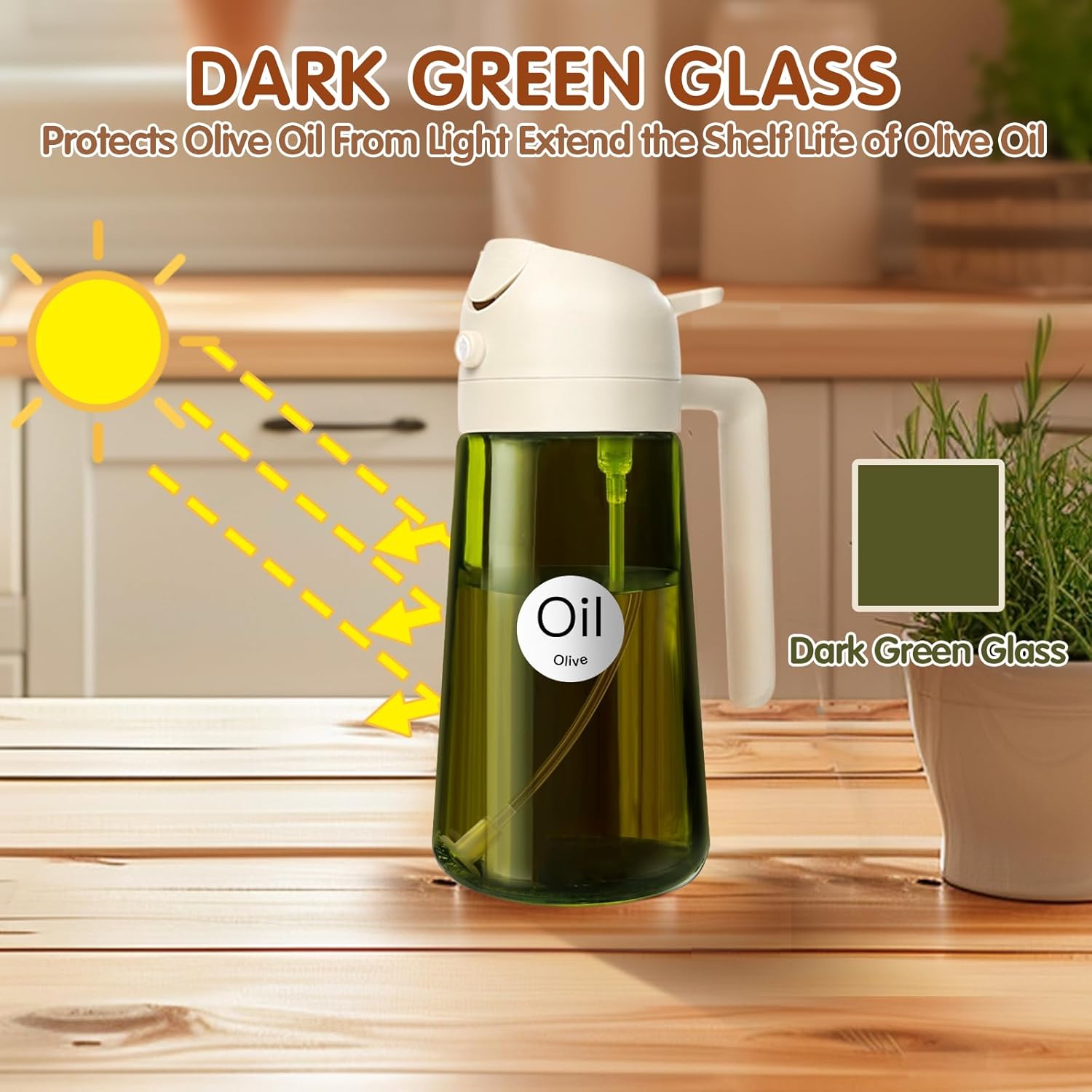 YARRAMATE 16oz Clear & Dark Green Oil Sprayer - Versatile Kitchen Tool for Cooking & Grilling
