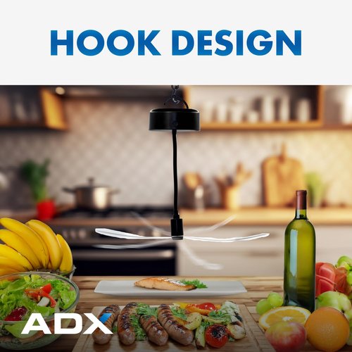 Adamax Black USB-C Rechargeable Fly Fan For Tables FF-BK-01, Outdoor Dining Accessory and BBQ Essential, Lightweight with Adjustable Neck, Picnic Table Accessory and Patio Must-Have