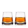 Viski Burke Whiskey Glasses with Pyramid Design, Rocks Glass, Crystal Angled Tumblers for Scotch and Cocktails, Clear, 8 Oz, Set of 2
