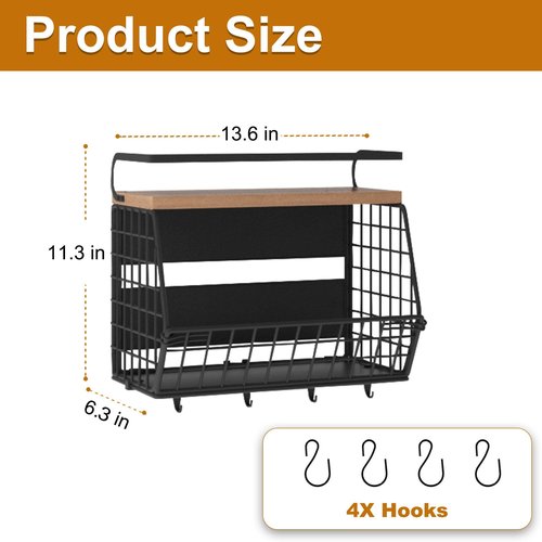 Clothink Magnetic Shelf for Fridge,Onion and Potato Spice Snacks Fruit and Vegetable Storage and Organizer,Wire Basket for Pantry,Kitchen Countertop,RV and Laundry