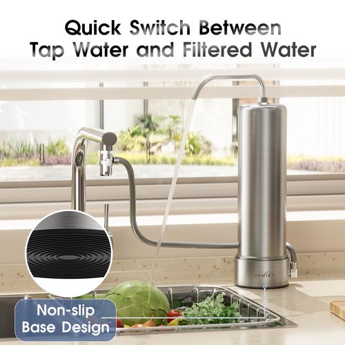 OEMIRY OM-CF01 Countertop Water Filter & OM-CF01 Replacement Filter, Reduces 99.99% Lead, Chlorine, Heavy Metals, Bad Taste & Odor (2 Filters Included)